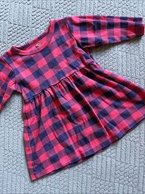 Kids Plaid Long-Sleeve Dress - Red and Black